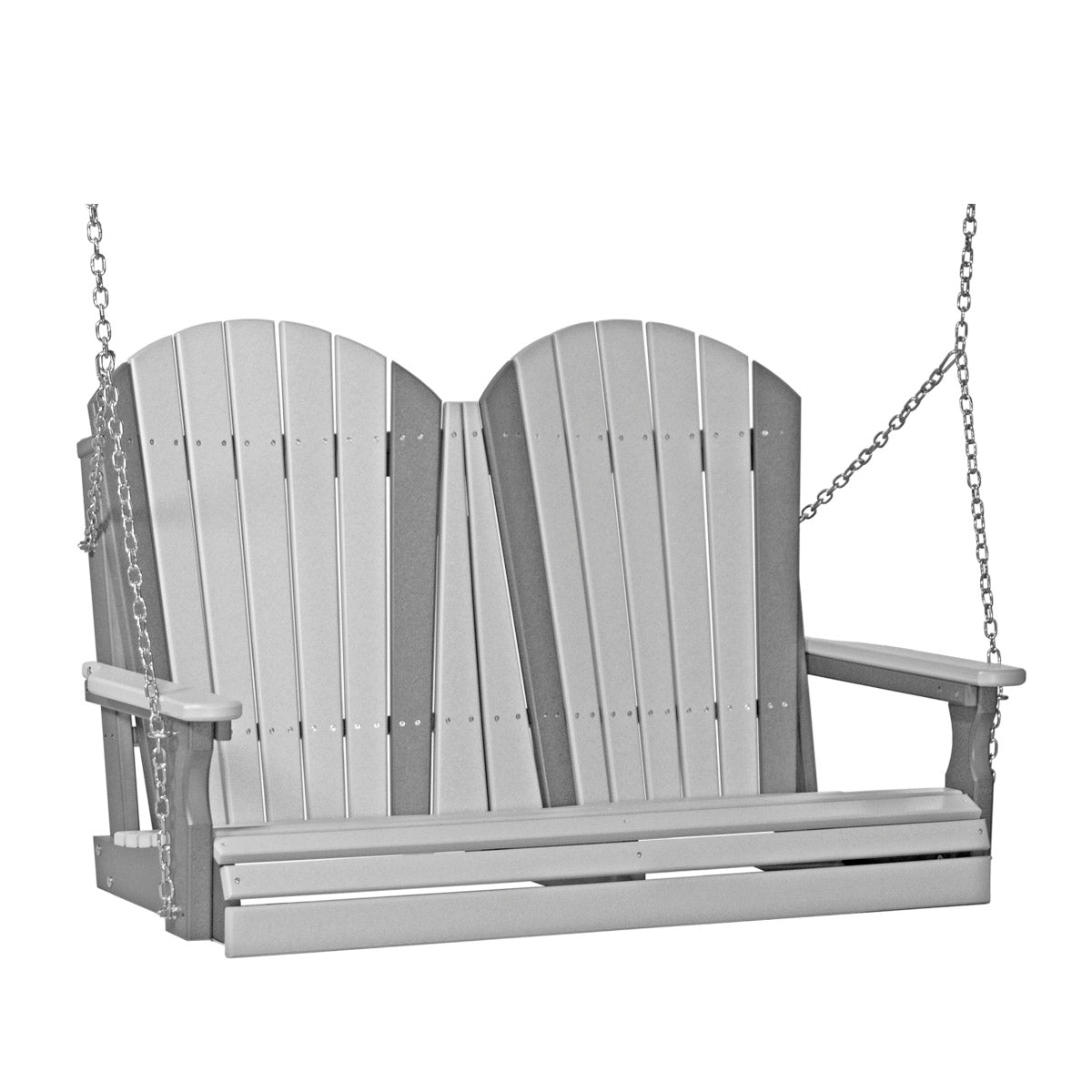 LuxCraft 4' Poly Adirondack Porch Swing With Flip Down Center Console