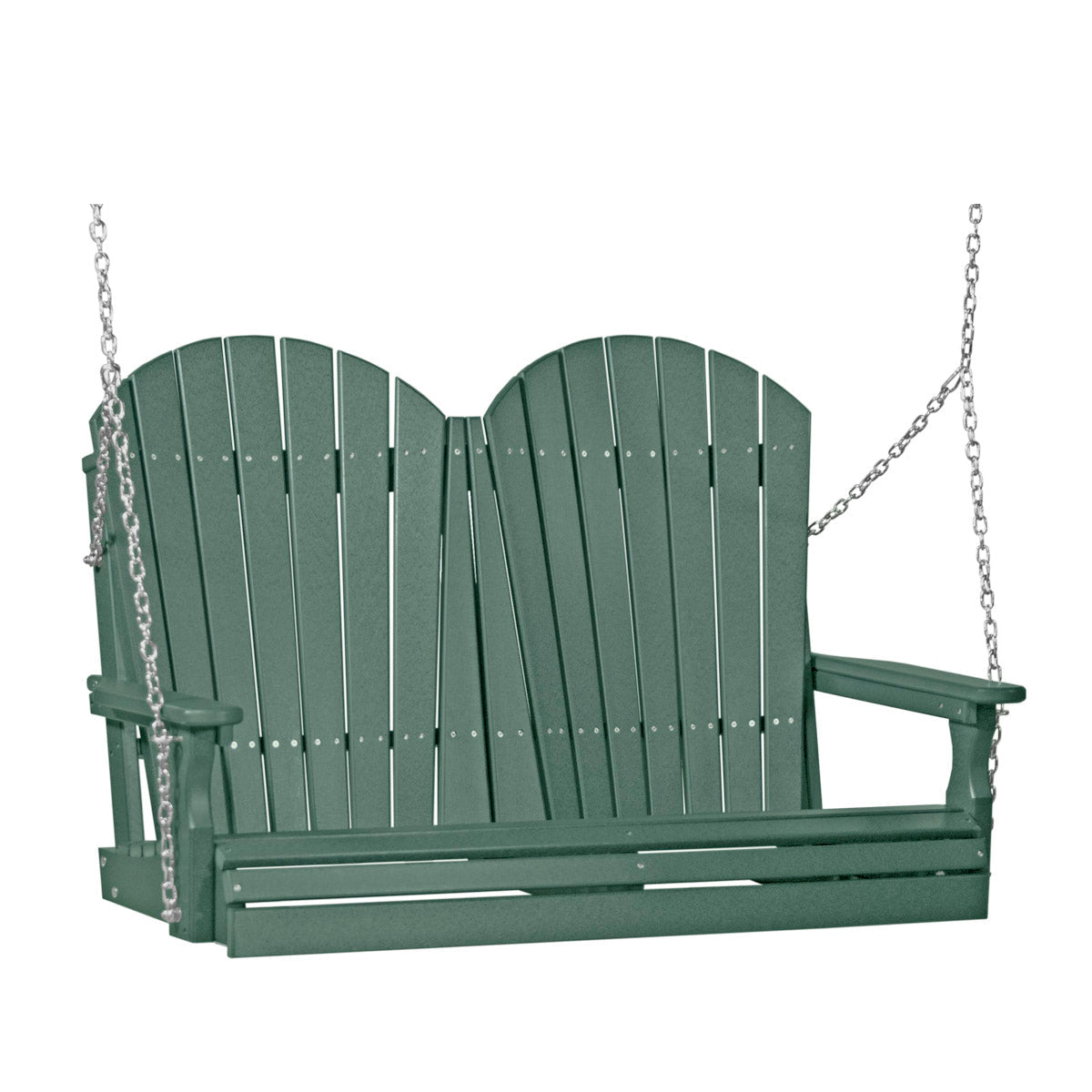 LuxCraft 4' Poly Adirondack Porch Swing With Flip Down Center Console