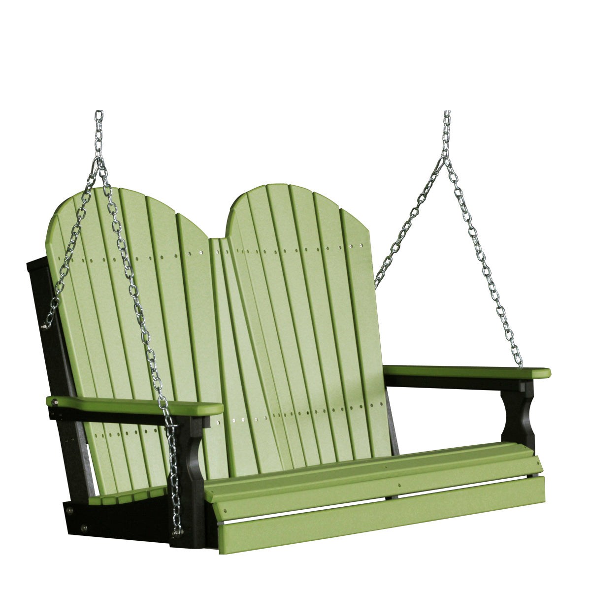 LuxCraft 4' Poly Adirondack Porch Swing With Flip Down Center Console