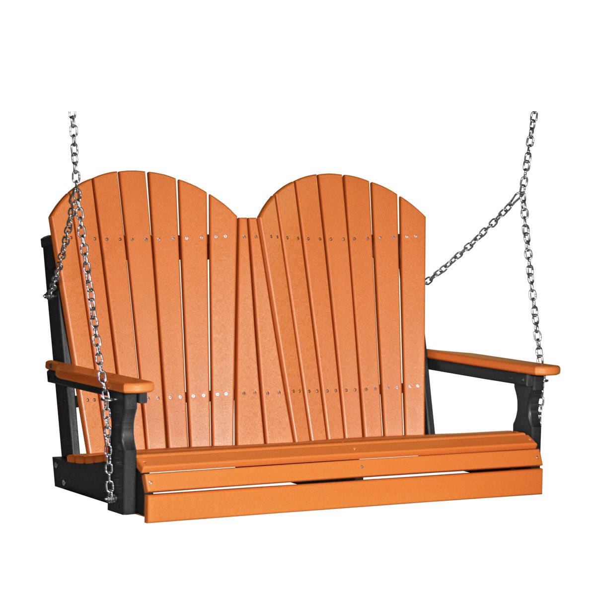 LuxCraft 4' Poly Adirondack Porch Swing With Flip Down Center Console