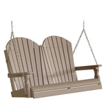 LuxCraft 4' Poly Adirondack Porch Swing With Flip Down Center Console