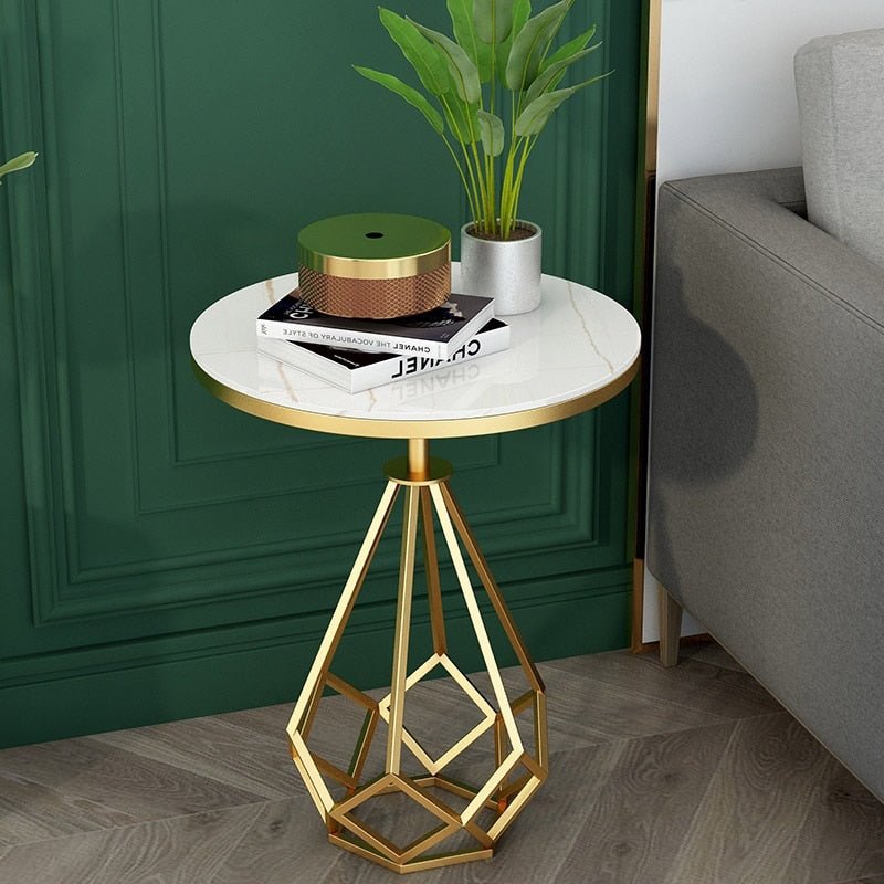 Gold/ White/Black Small Marble Coffee Table For Living Room And Office