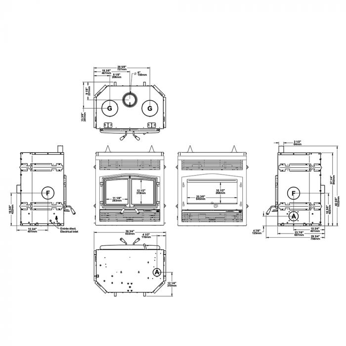 Osburn Stratford II Wood Fireplace OB04007