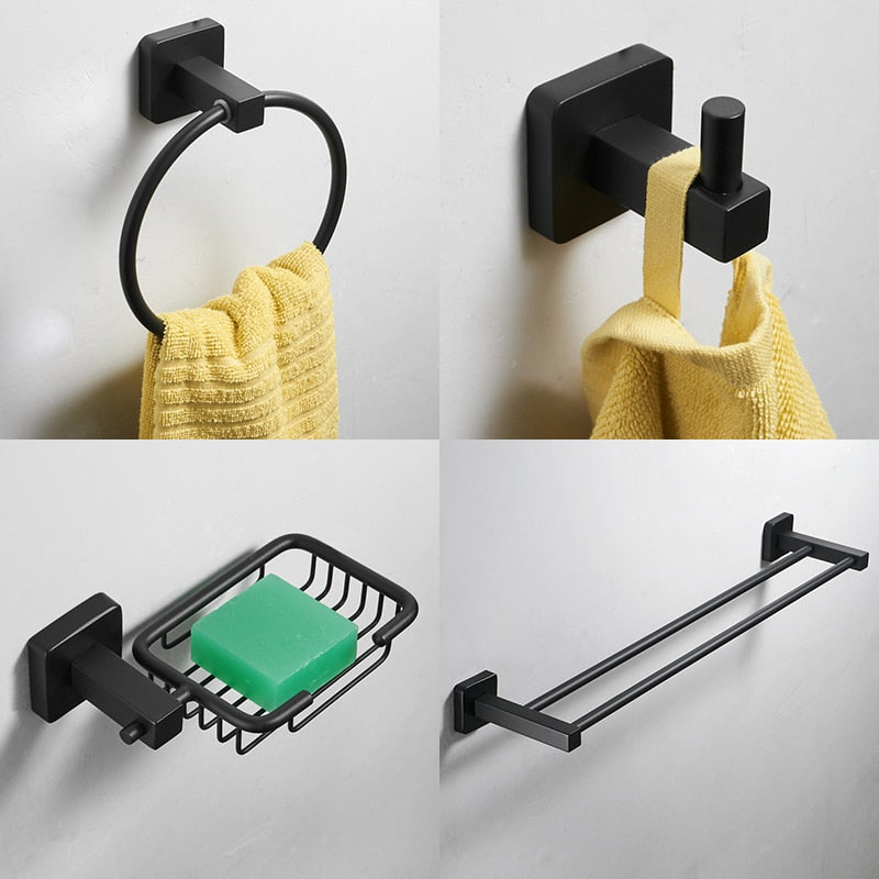 Black Stainless Steel Bathroom Hardware Set