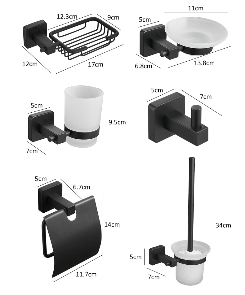 Black Stainless Steel Bathroom Hardware Set