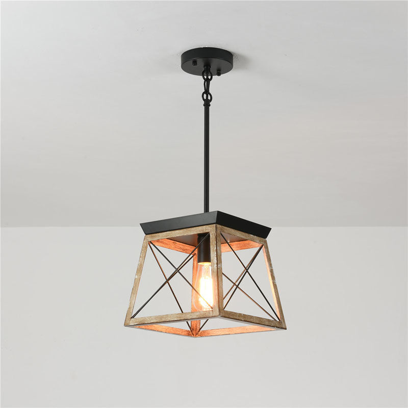 Rustic Wood Pendant Lantern