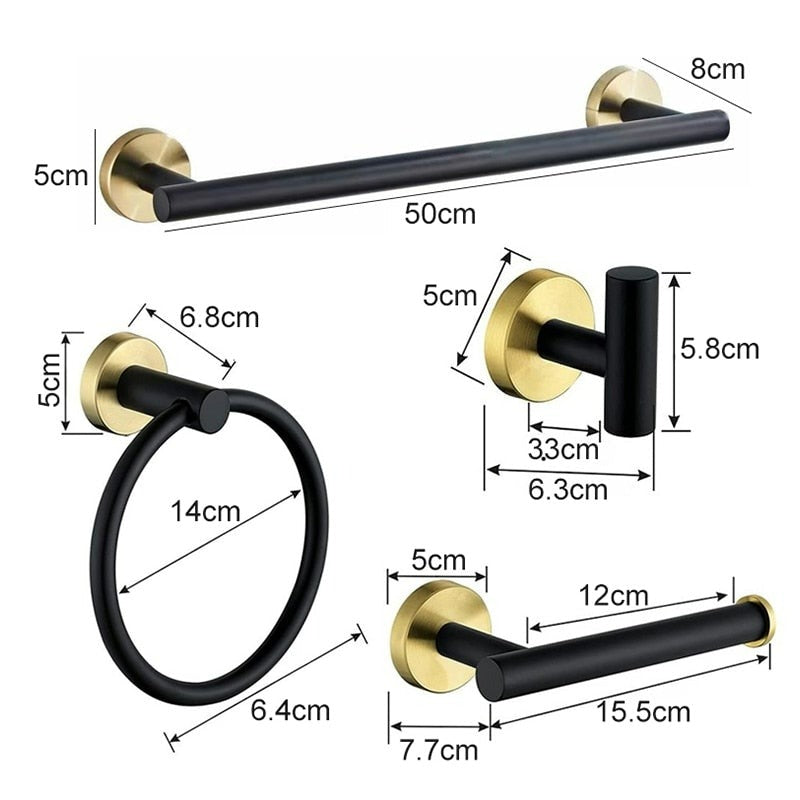 Black & Gold Bathroom Hardware Set