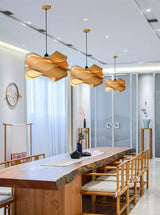 Modern Shaved Wood Pendant Lights