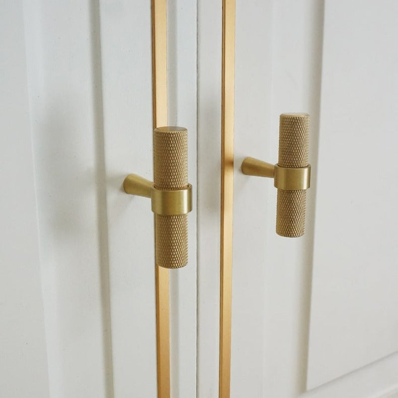 Modern Textured Brass Cabinet and Drawer Handles