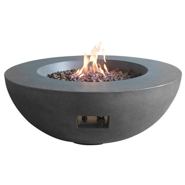 Source Furniture Elements Concrete Round Firepit - Natural Gas Powered