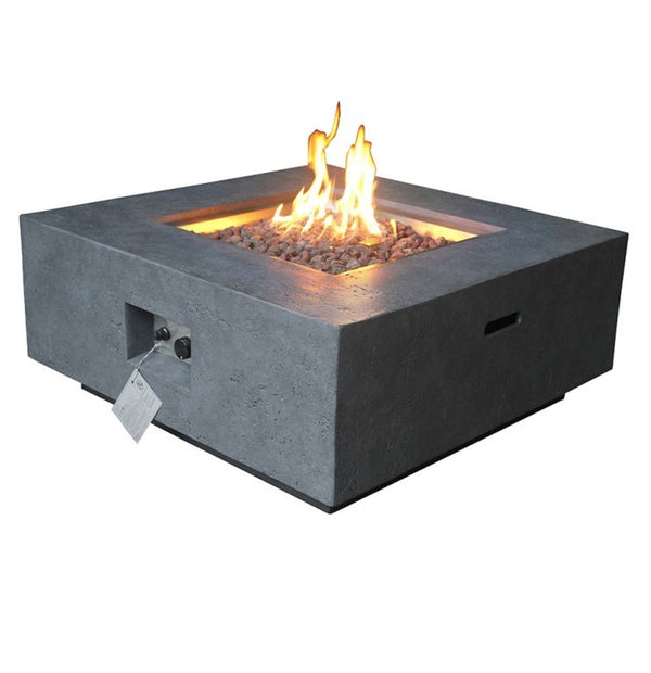 Source Furniture Elements Concrete Square Firepit - Propane Powered