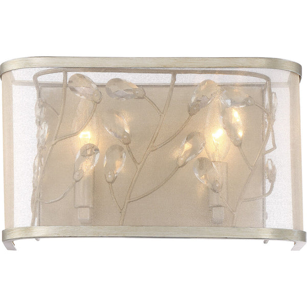 Zeev Lighting Vine 2 Light 7 inch Burnished Silver with Crystal Wall Sconce Wall Light