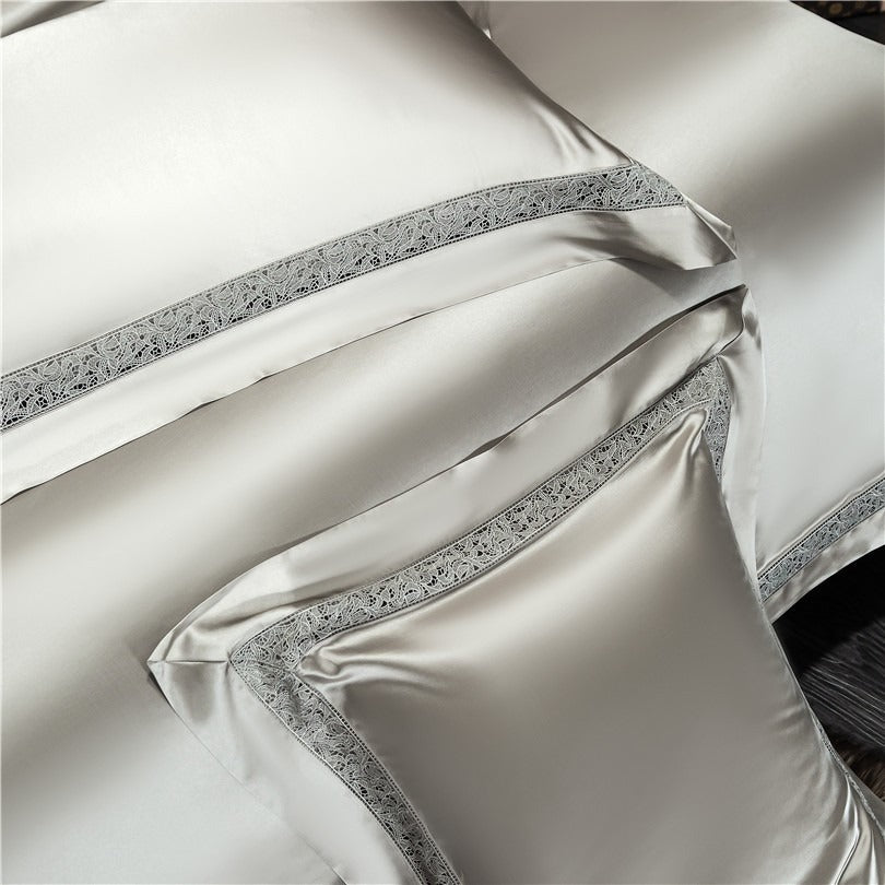 Willa Ash Modern Satin Egyptian Cotton Duvet Cover Set