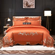 Miriam Orange Embroidered Cotton Duvet Cover Set Duvet Cover Set - Point Design Queen / Flat Sheet pointdsgn.com