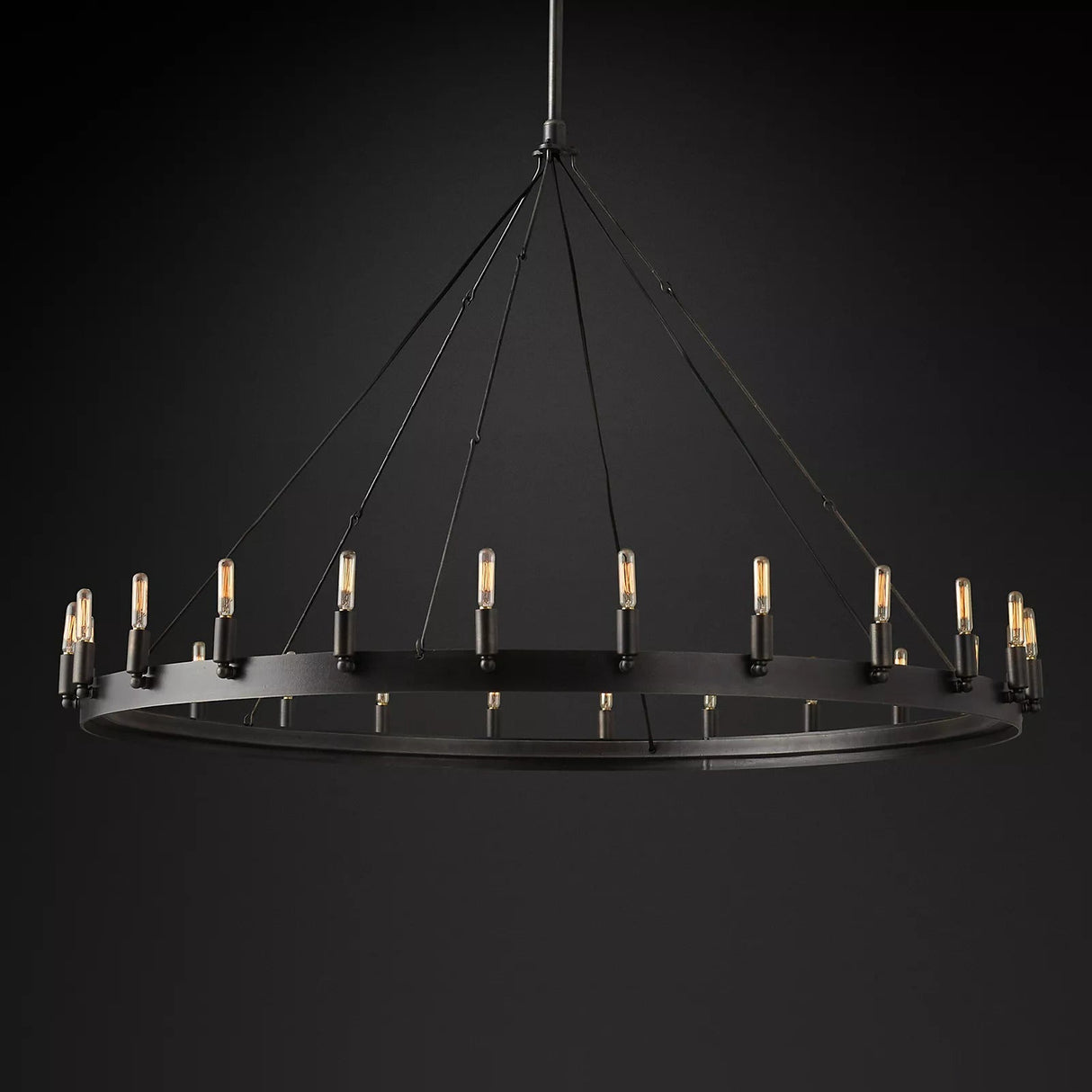 CAMINA Filament Round Chandelier Farmhouse Industrial Style Chandelier