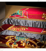 Niki Red Egyptian Cotton Embroidered Duvet Cover Set