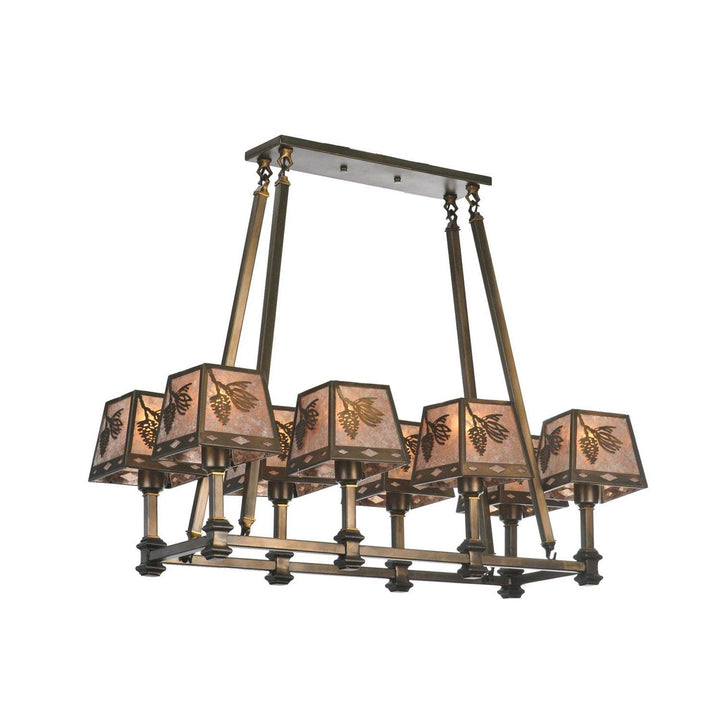 Meyda 38" Mission Balsam Pine 8 LT Oblong Chandelier