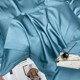 Neo Sky Blue Silky Cotton Duvet Cover Set