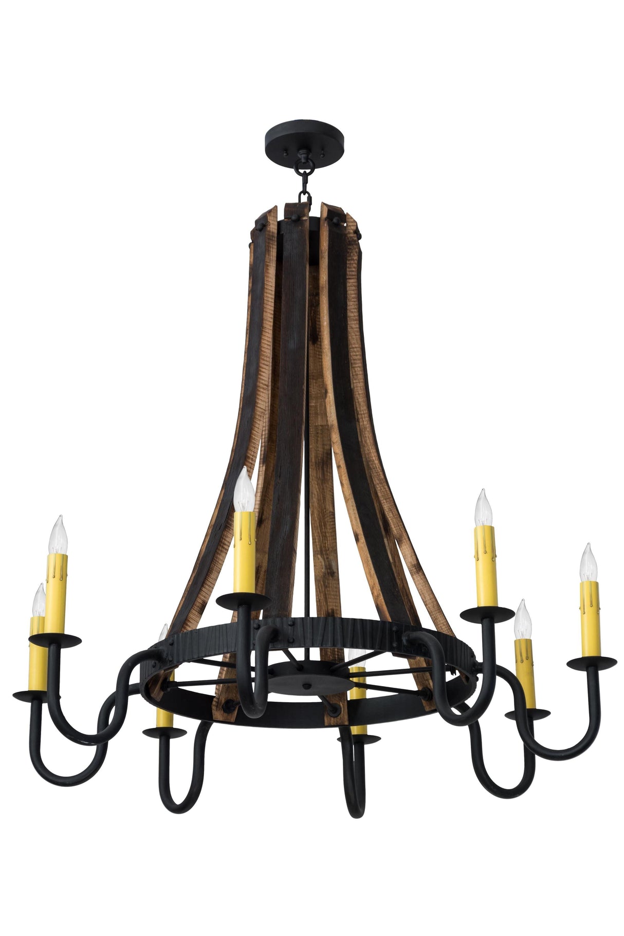 Meyda 43" Rustic Barrel Stave Madera 8 LT Black Chandelier