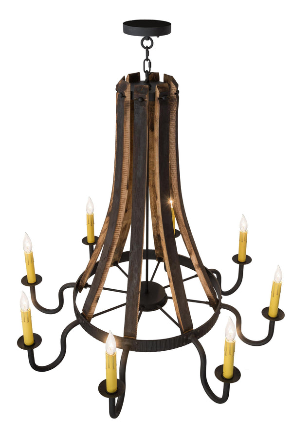 Meyda 43" Rustic Barrel Stave Madera 8 LT Black Chandelier