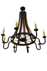 Meyda 43" Rustic Barrel Stave Madera 8 LT Black Chandelier