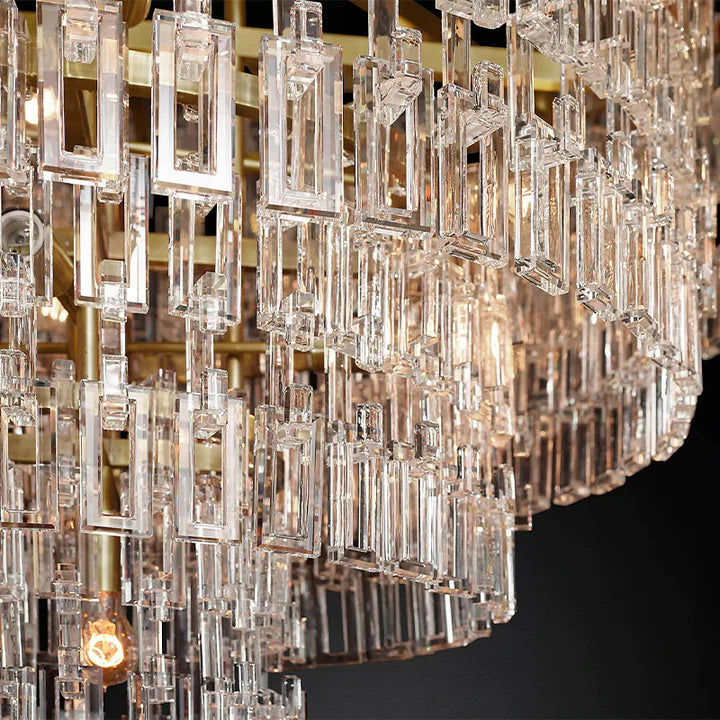 Radok 5 Tier Crystal Round Chandelier 60" for Living Room