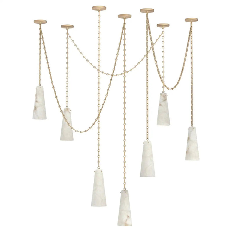 Cassia 7 Lights Handcrafted Alabaster Pendant, Luxury Modern Pendant Light