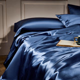 Royalis Prussian Blue Luxury Pure Mulberry Silk Bedding Set