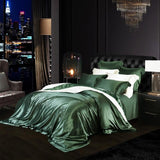 Eloise Rifle Green Luxury Pure Mulberry Silk Bedding Set Duvet Cover Set - Venetto Design Queen / 2 Pillowcases Venettodesign.com