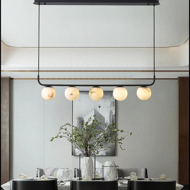 Modera Luxury Alabaster Global Kitchen Island Pendant 5 Lights