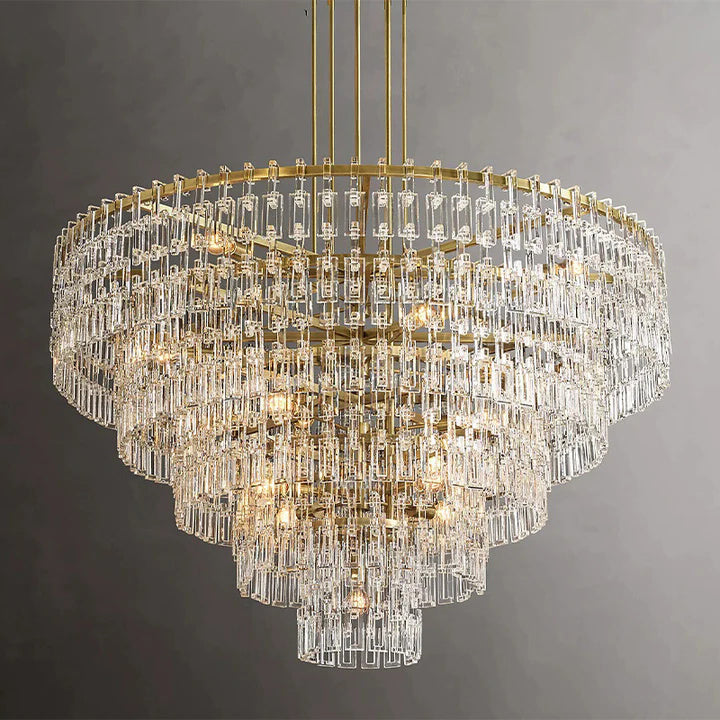 Radok 5 Tier Crystal Round Chandelier 60" for Living Room