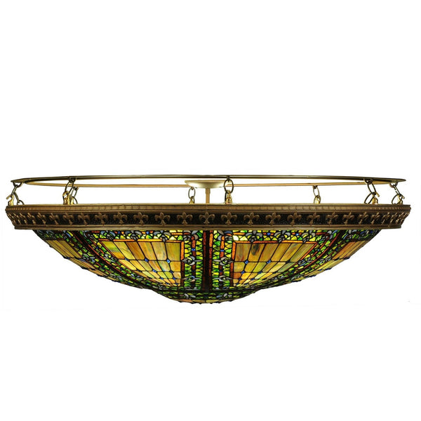 Meyda 43.5"W Green/Umber Fleur-de-lis Flushmount