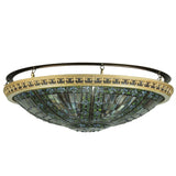 Meyda 43.5"W Green/Umber Fleur-de-lis Flushmount