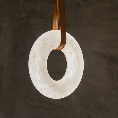 Annia Alabaster Pendant, Modern Chandelier with Leather Hook