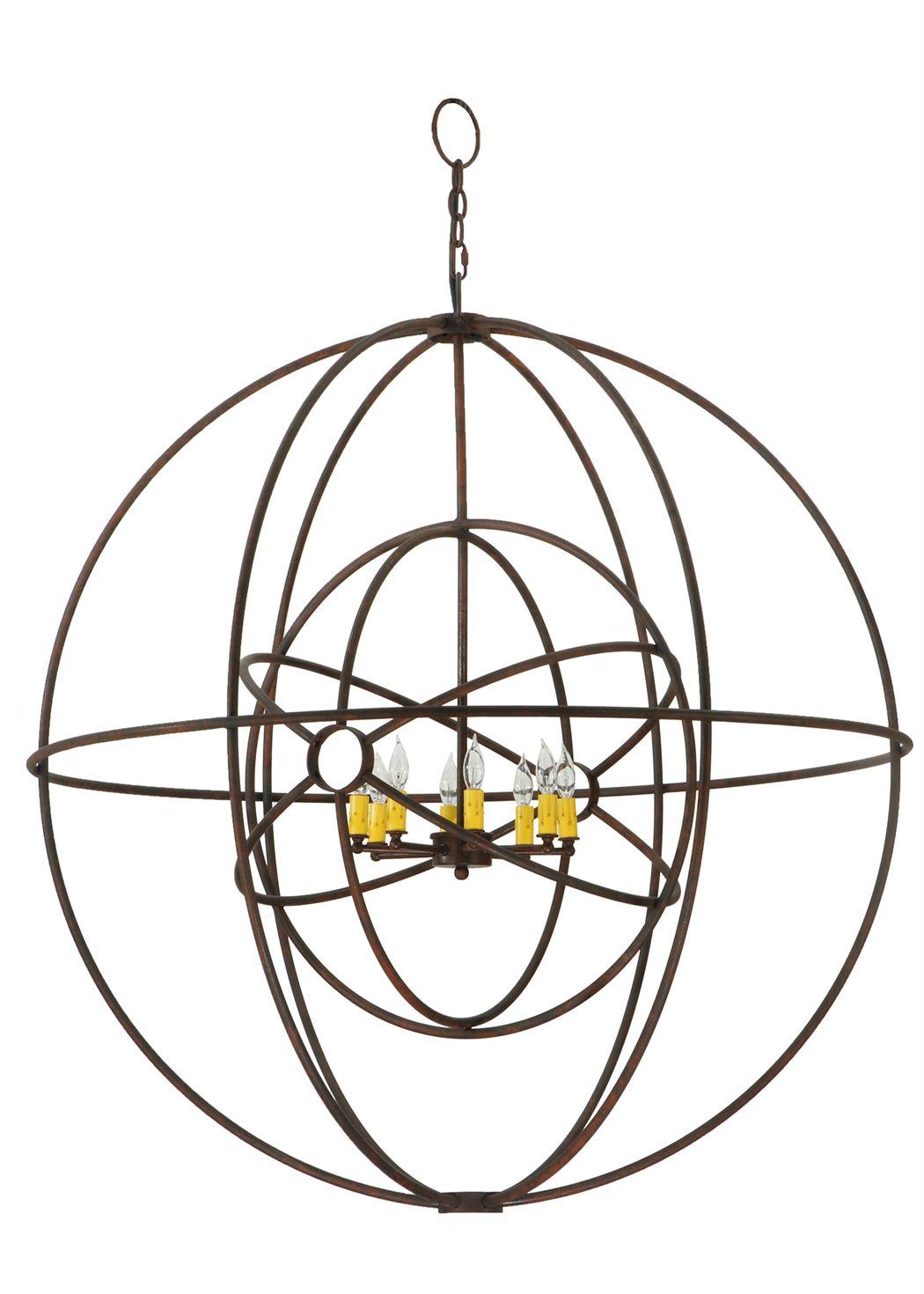 Meyda 43" Globe Rusty Nail Atom Enerjisi 8 LT Chandelier