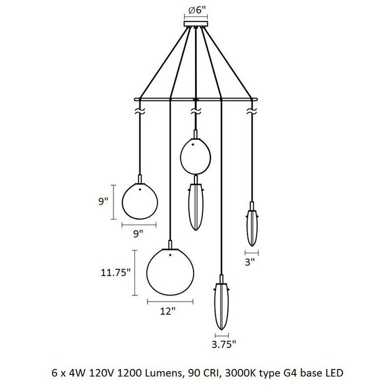 Cantina Large Spreader Multi Light Pendant Light