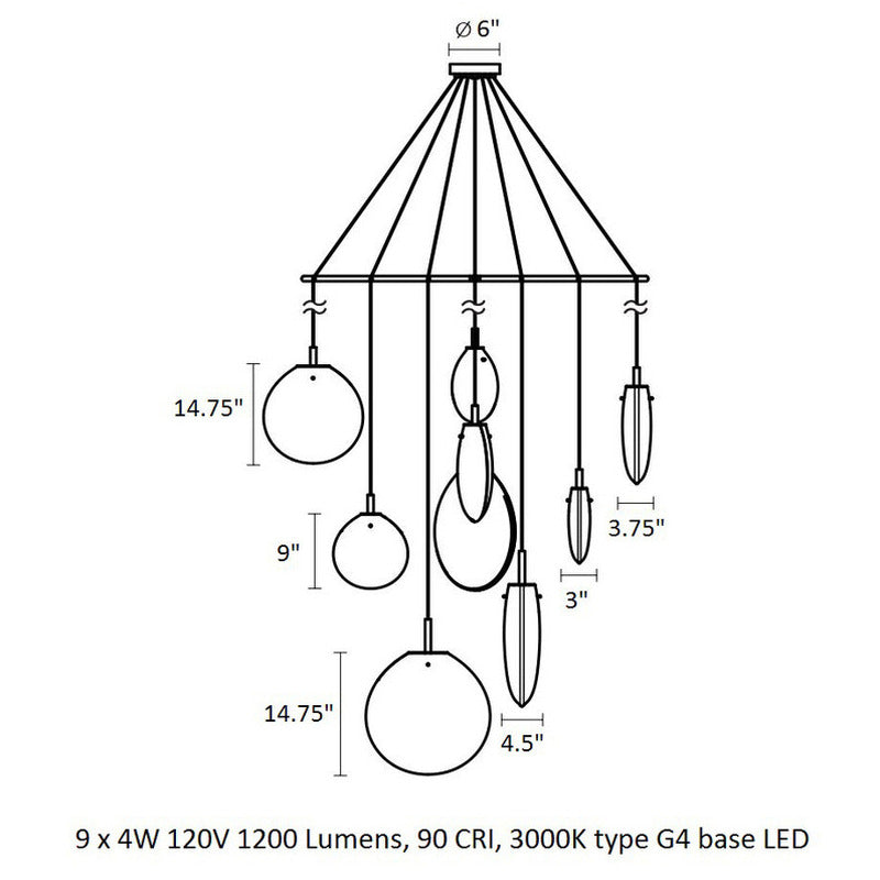 Cantina Large Spreader Multi Light Pendant Light