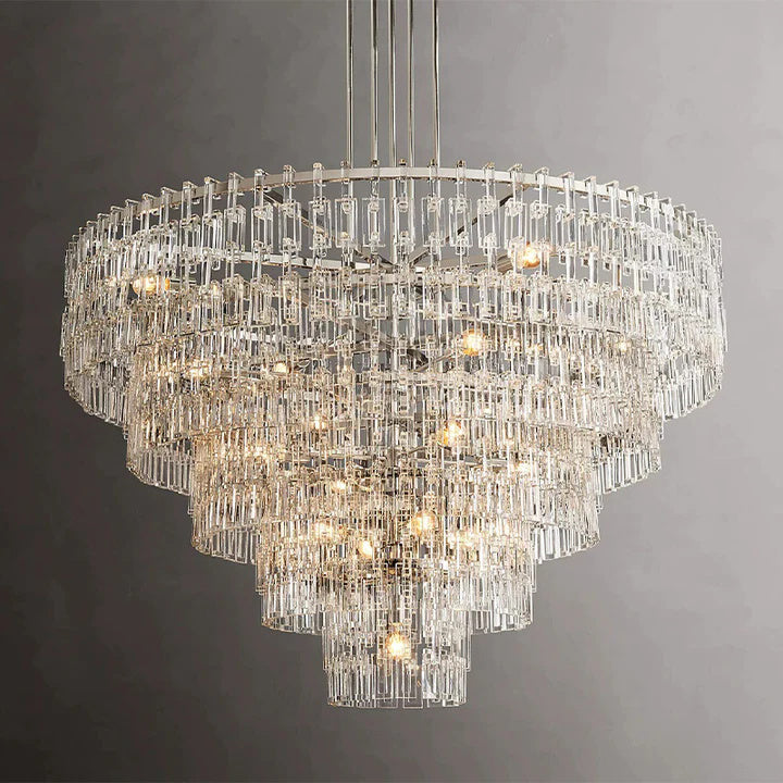 Radok 5 Tier Crystal Round Chandelier 60" for Living Room