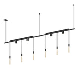 Suspenders Linear One Tier Multi Light Pendant Light with Crystal Rods and Cylinder Reflector Luminaires