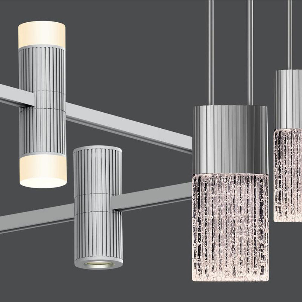 Suspenders Horizontal Ring Matrix Multi Light Pendant Light with Crystal Ladder Luminaires