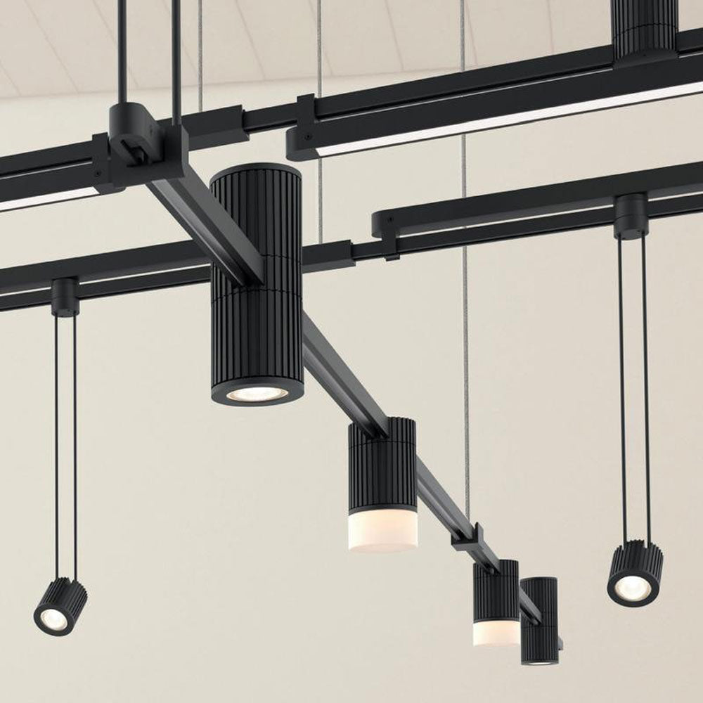 Suspenders Horizontal Ring Matrix Multi Light Pendant Light with Crystal Ladder Luminaires