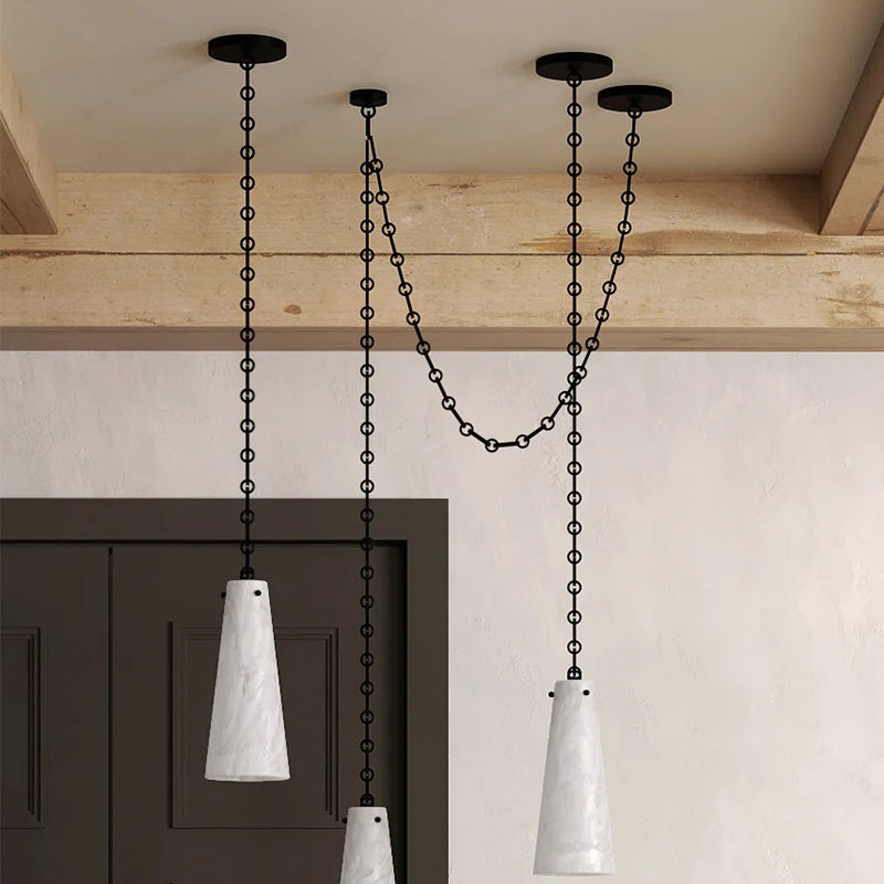 Cassia 5 Lights Handcrafted Alabaster Pendant, Luxury Modern Pendant Light