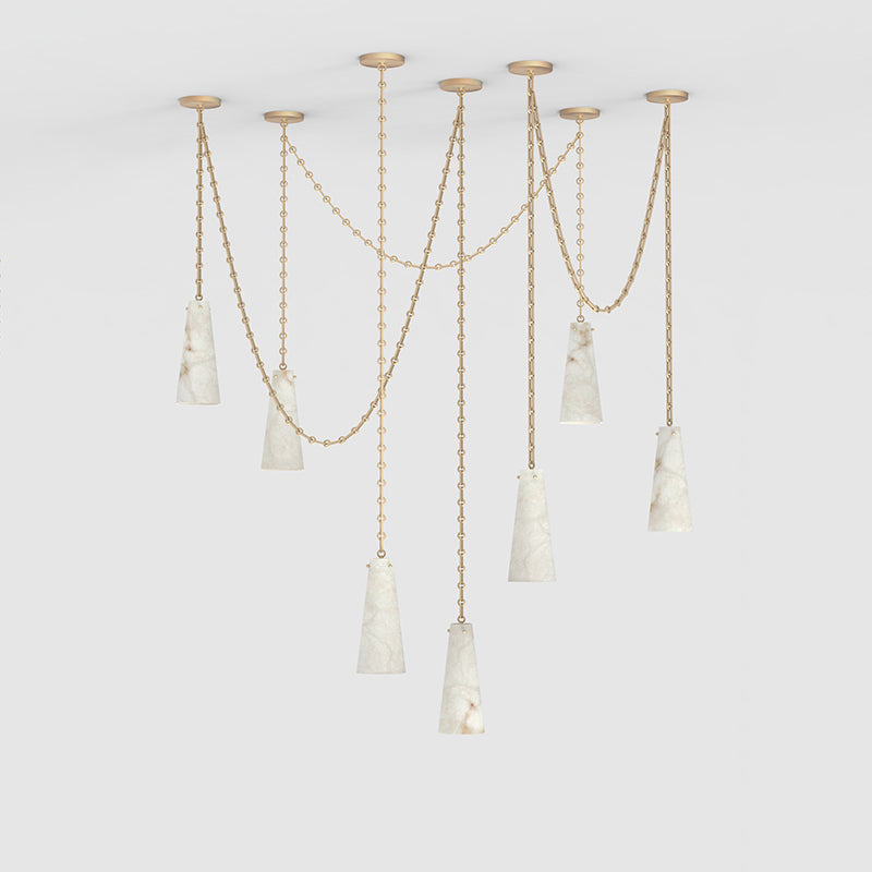 Cassia 7 Lights Handcrafted Alabaster Pendant, Luxury Modern Pendant Light