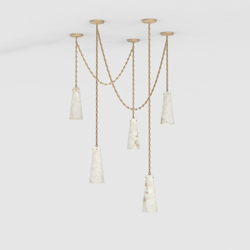 Cassia 5 Lights Handcrafted Alabaster Pendant, Luxury Modern Pendant Light