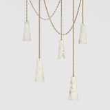 Cassia 5 Lights Handcrafted Alabaster Pendant, Luxury Modern Pendant Light