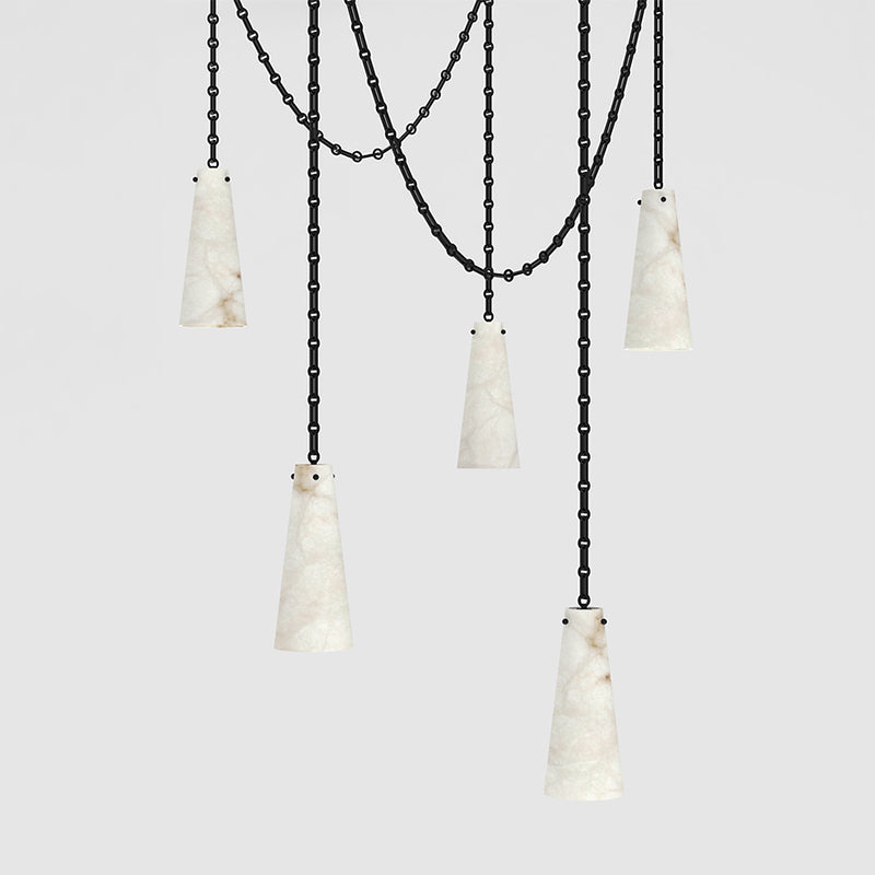 Cassia 5 Lights Handcrafted Alabaster Pendant, Luxury Modern Pendant Light