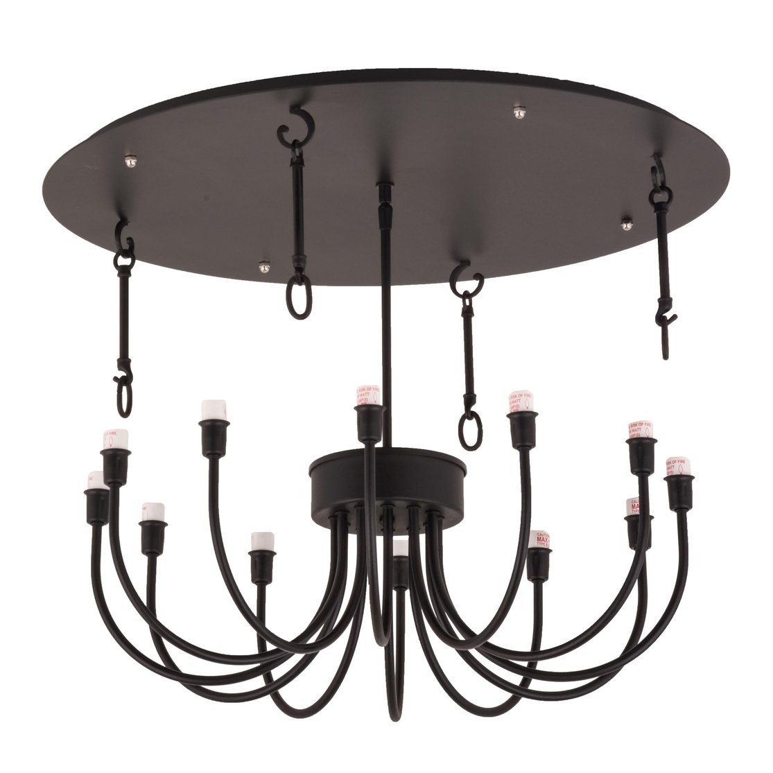 Meyda 38" Rustic Black Tuscan Vineyard Estate 36 Wine Bottle Chandelier