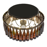 Meyda 38" Rustic Black Tuscan Vineyard Estate 36 Wine Bottle Chandelier