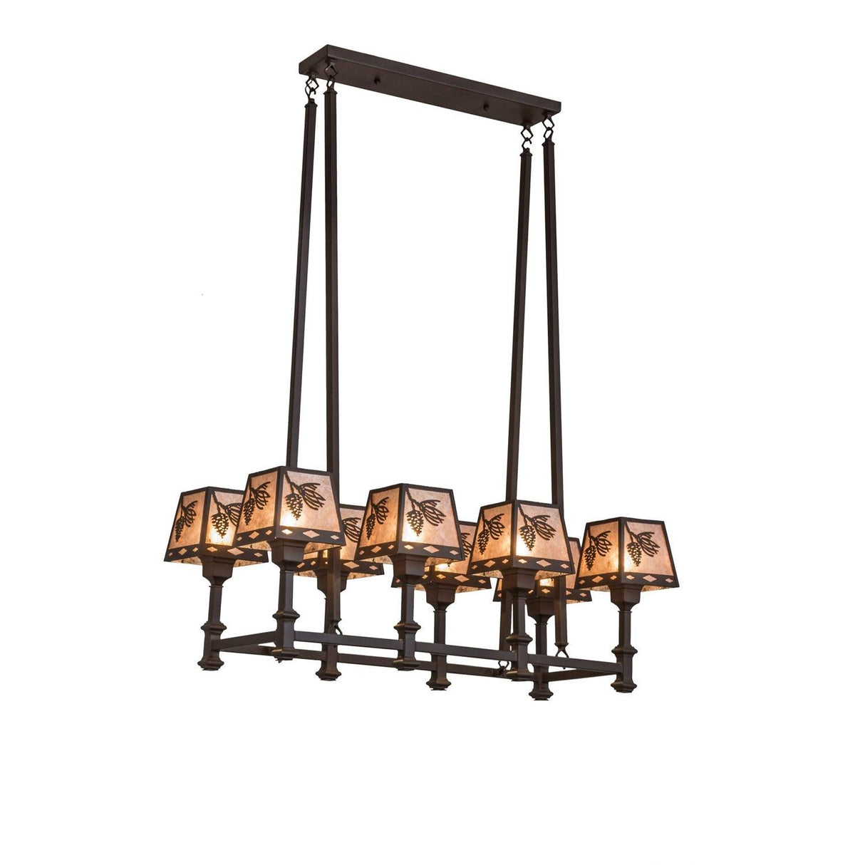 Meyda 38" Mission Balsam Pine 8 LT Oblong Chandelier