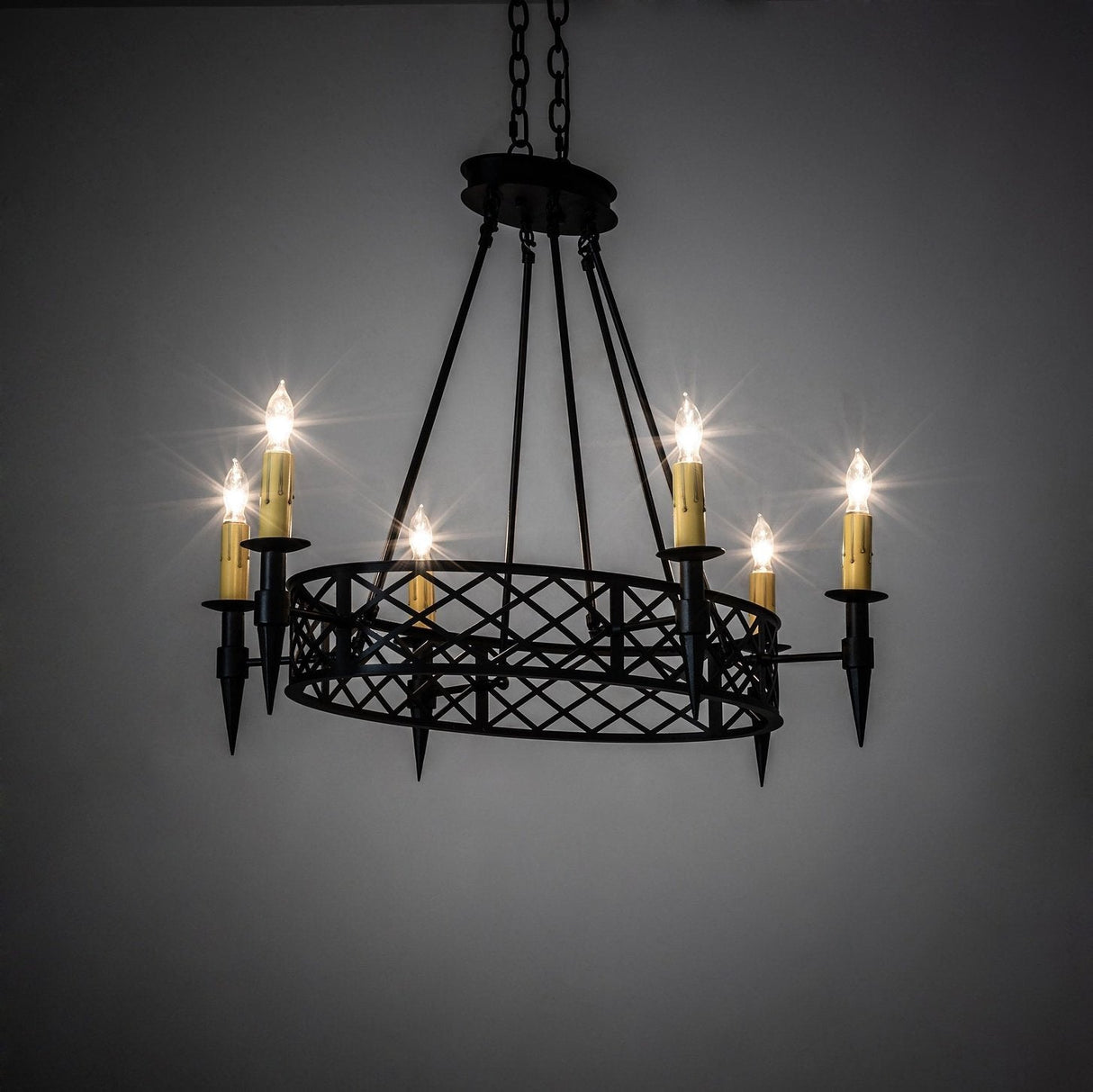 Meyda 43" Wide Gothic Topridge 6 Light Black Chandelier